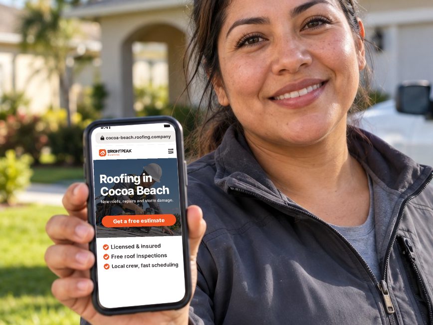 cocoa-beach.roofing.company open in a phone browser